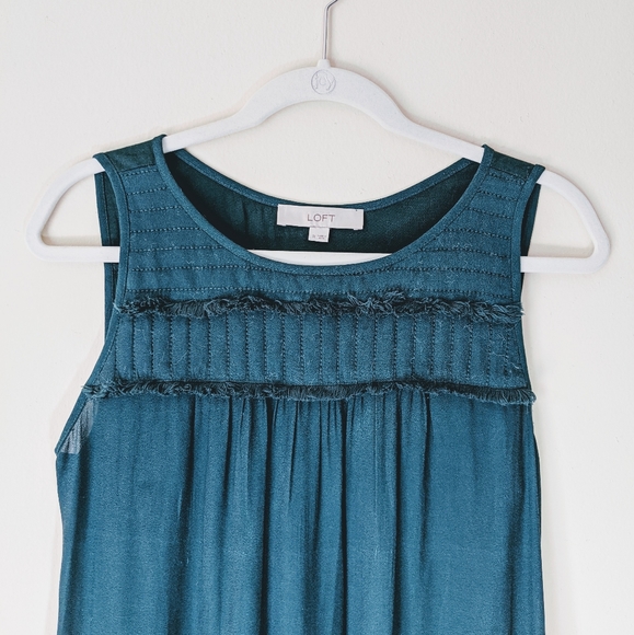 Loft dark green quilted fringed tank - Picture 3 of 6